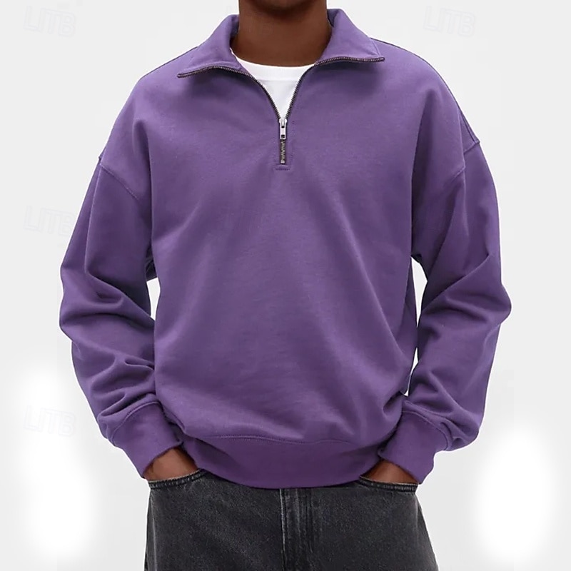 Men's Sweatshirt Pullover Hoodie Sweatshirt Quarter Zip Sweatshirt White Purple Standing Collar Plain Quarter Zip Casual Daily Sports & Outdoor Streetwear Cool Sportswear Spring &  Fall Clothing 2026 - $24.99 –P8