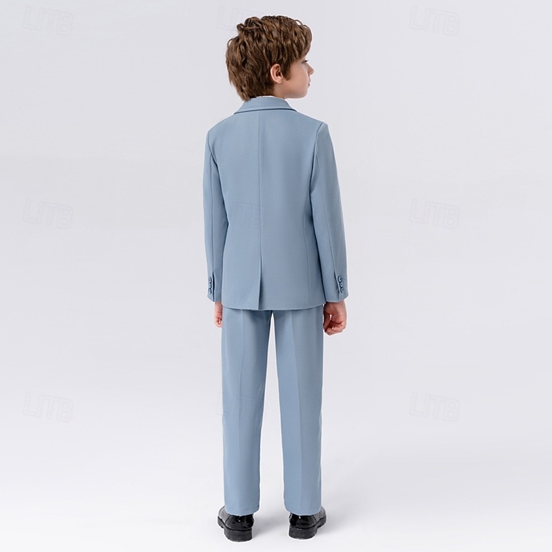 Costume de garçon d'honneur 6 pièces avec blazer &gilet & pantalon  & chemise  &Costume garçon avec cravate, tenue décontractée pour les fêtes en extérieur, style basique et tendance, couleur unie, de 2026 ? $77.99 –P3