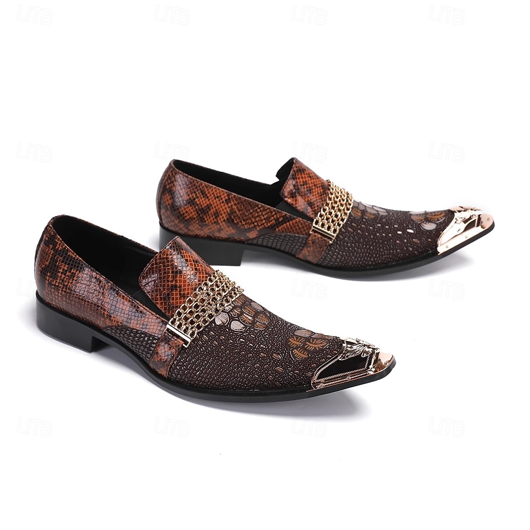 Herr Tofflor och Slip-Ons Formella skor Finskor Promenad Läder Italienskt fullkornigt kohud Bekväm Halksäker Loafers Röd Brun 2026 - $119.99 –P2