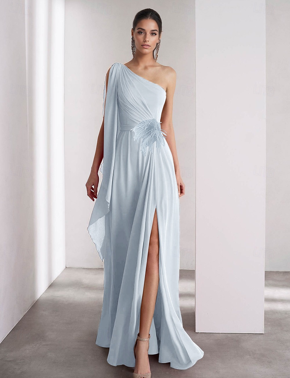 One Shoulder A-Line Chiffon Feather Evening Gown Elegant Dress Formal Floor Length Sleeveless Ruched Shawl 2026 - $162.99 One Shoulder A-Line Chiffon Feather Evening Gown Elegant Dress Formal Floor Length Sleeveless Ruched Shawl 2026 - $162.99