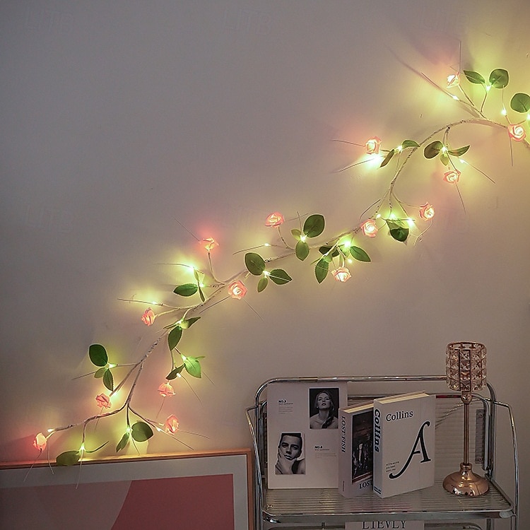 1.8M 48 LED Beads Artificial Rose Vine String Lights, Waterproof with Timer, AAA Battery Box, Indoor/Outdoor Bedroom, Living Room, Garden, Party, Wedding, Holiday Decoration 2026 - $25.99 –P8