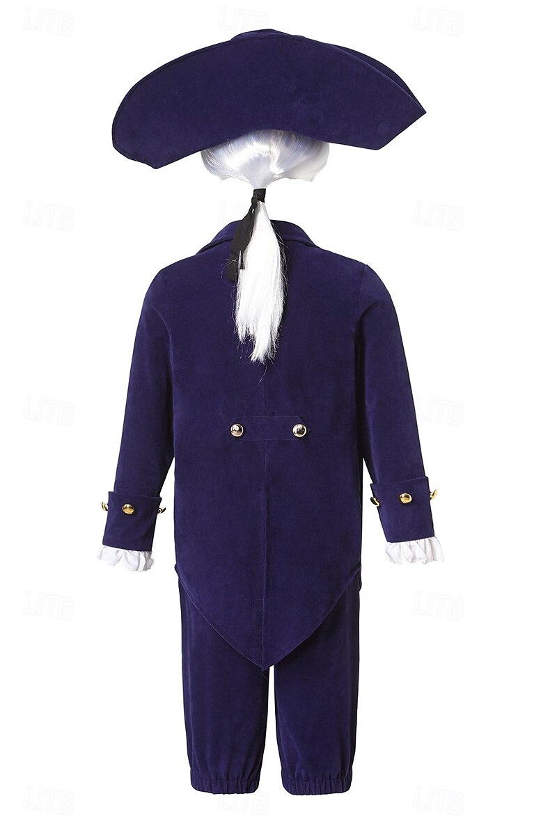 250e anniversaire des États-Unis Rococo Baroque Tenues Manches longues George Washington Alexander Hamilton Epoque Coloniale Déguisement Garçons Carnaval Jour de l'indépendance 4 juillet Enfant de 2026 ? $46.99 –P3