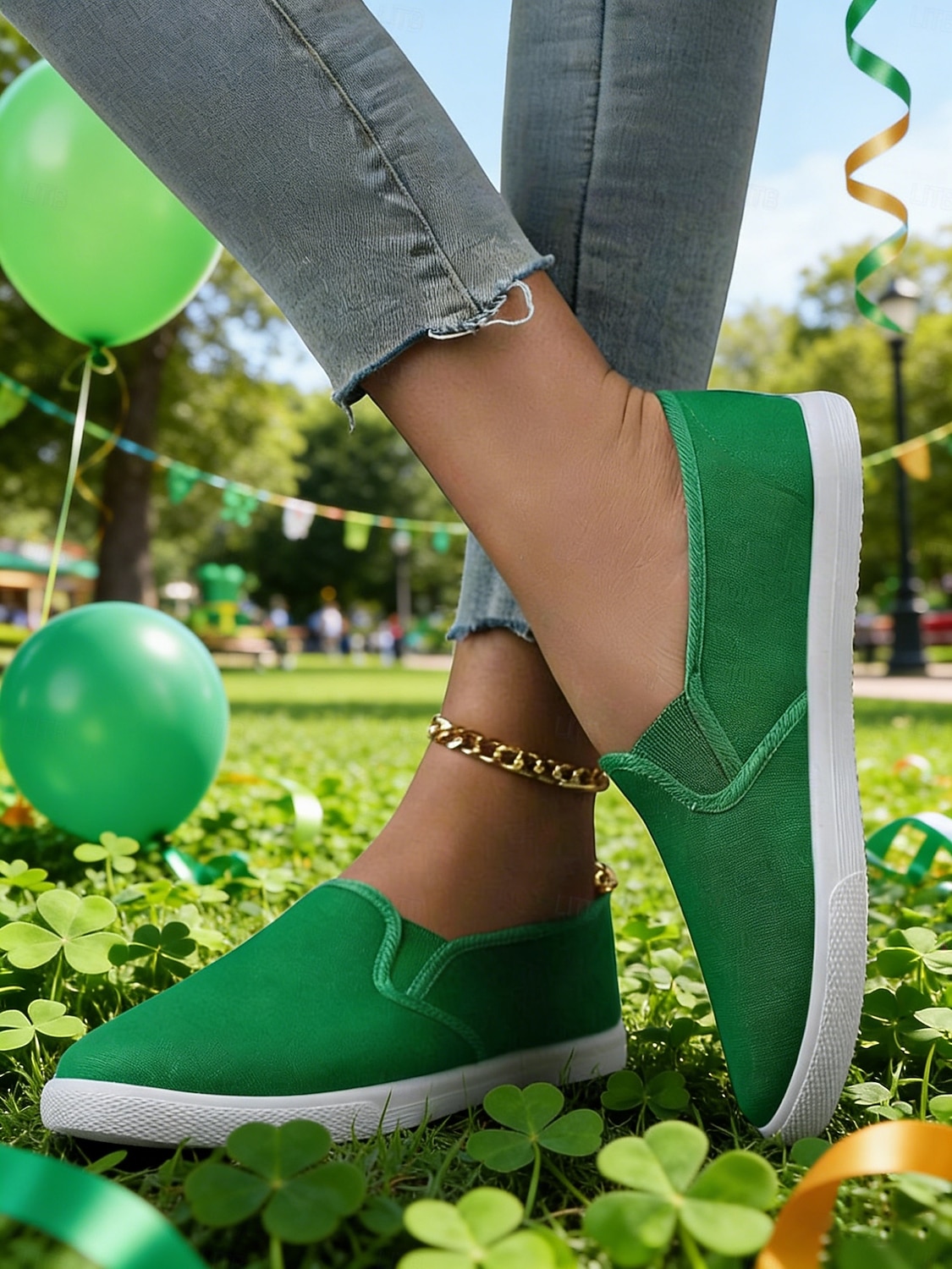 Grüne Damen-Slipper aus Canvas zum Hineinschlüpfen für den St. Patrick's Day – bequeme, lässige und vielseitige Sneaker für Paraden, Festivals und den Alltag 2026 - $19.99 –P3