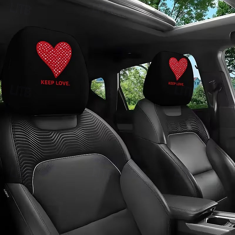 2pcs Cute Flower Love Heart Print Headrest Covers, Valentine's Day Heart-Eyed Girl Car Headrest Protector, Interior Decor, No Filling, Easy to Install and Wash, Suitable for Long-Distance Travel Naps 2026 - $14.99 –P6