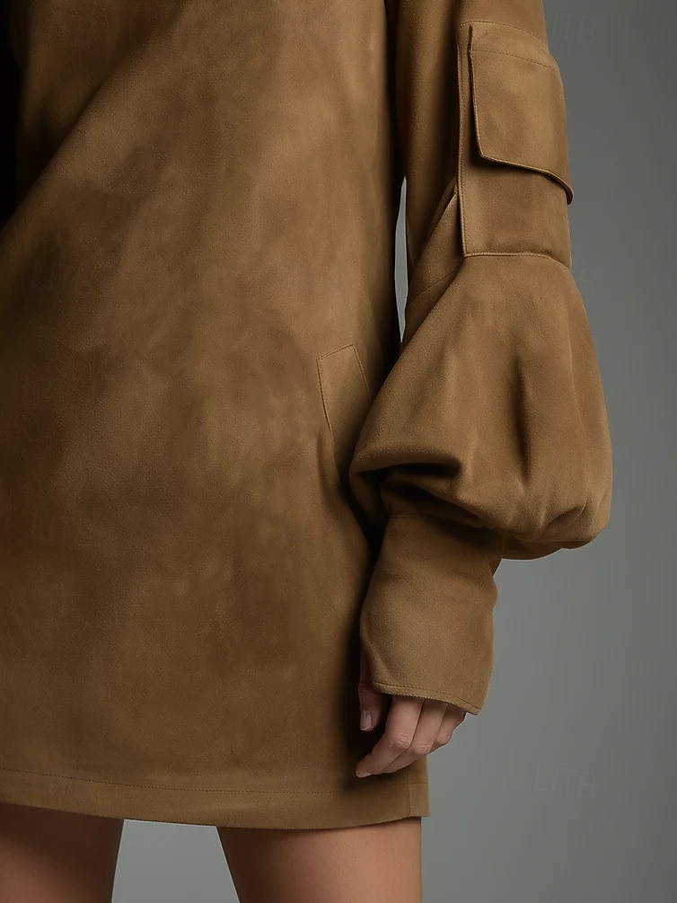 Pentru femei Rochie Mini Rochie teacă Rochie tip Bandage Vacanță Casual Vacanță Petrecere Stradă Fit regulat Simplu Guler Pe Gât Negru Maro Verde militar Toamnă 2026 - $36.99 –P3