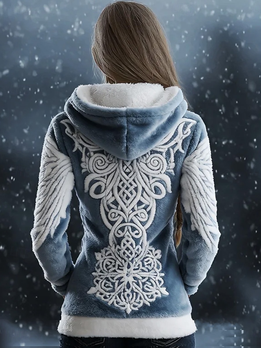 2026年 女性用 プルオーバー フーディー スウェットシャツ プリント フロントポケット グラフィック ヴィンテージ カジュアル ボヘミアン 長袖 フード付き レギュラートップス カジュアル ストリート 日常着 ブルー ブラック 春 秋 冬  コレクション – $34.99 –P2