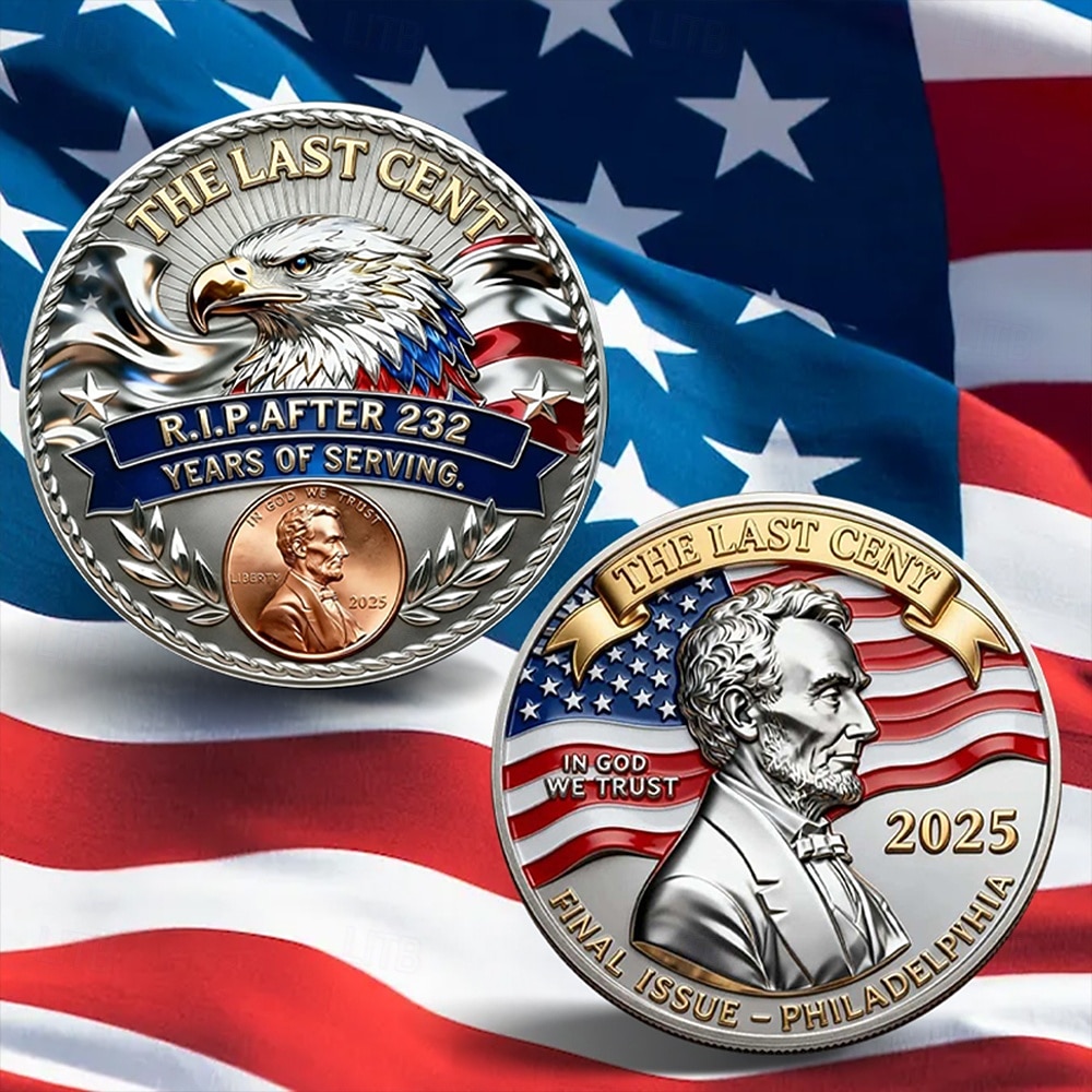 monedă comemorativă ultimul cent metal lincoln ultimul cent monedă memorială 1909–2025 ultimul penny lincoln jeton comemorativ, cadou istoric de colecție tribut „ultima emisiune” 2026 - $19.99 –P1