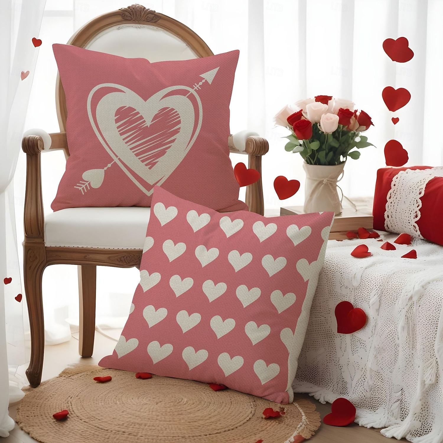 Valentine's Day Heart Pillow Cover, Durable and Breathable Cushion, Comfortable for Sofa, Living Room, Perfect for Creating a Cozy and Romantic Holiday Atmosphere in Your Home Decor 2026 - $13.99 –P2