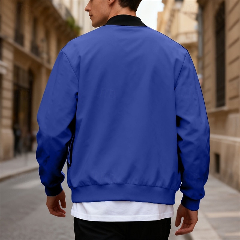 Per uomo Giacca Leggera Giubbotto bomber Giacca Casual Casuale Quotidiano Leggero Tasca Primavera Autunno Semplice Streetwear Elegante Colletto Mao Regolare Blu Nero Giallo Rosso Blu marino Giacca del 2026 a $30.99 –P10