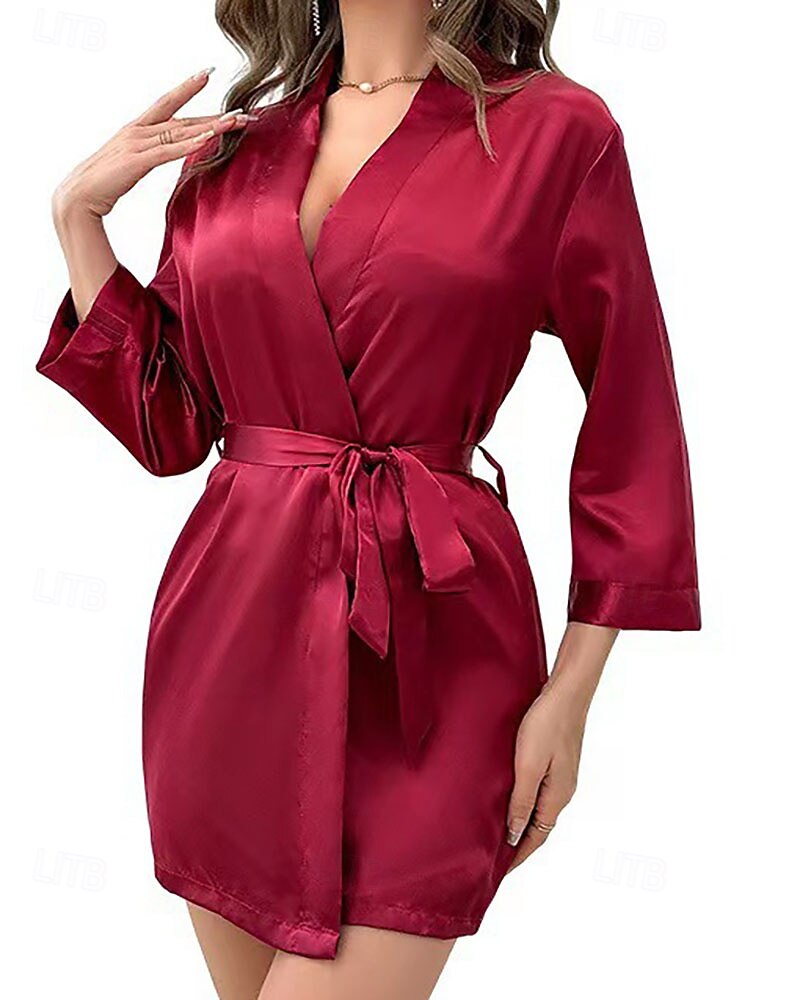 Damen Freizeitkleidung Robe Mode Lässig Weich Einfarbig Patchwork Kleid Heim Urlaub Langarm V Ausschnitt Blau Schwarz Weiß Rosa Wein Sommer Frühling Herbst Normale Passform 2026 - $16.49 –P7