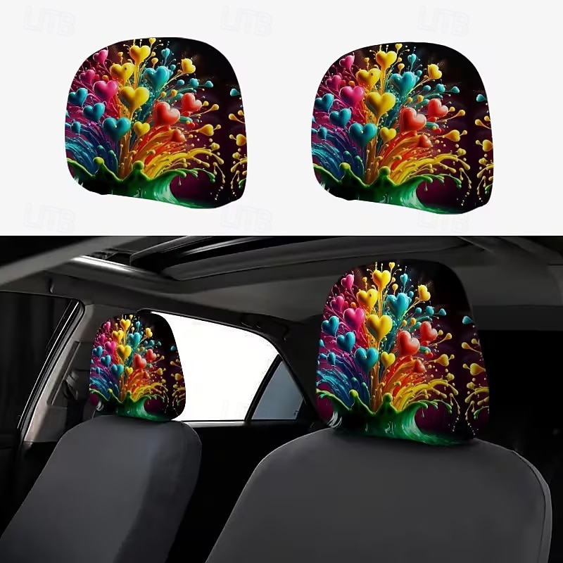 2pcs Cute Flower Love Heart Print Headrest Covers, Valentine's Day Heart-Eyed Girl Car Headrest Protector, Interior Decor, No Filling, Easy to Install and Wash, Suitable for Long-Distance Travel Naps 2026 - $14.99 –P8