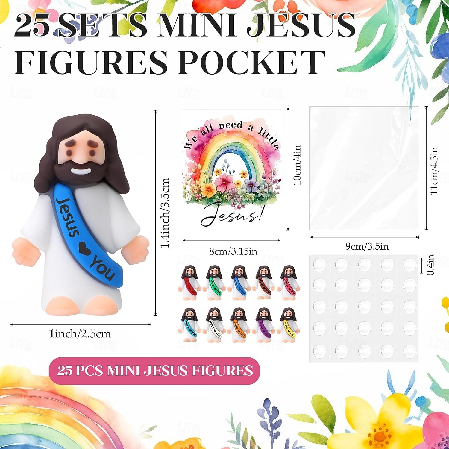 Set da 25 figure di Gesù ti ama con biglietto regalo di Pasqua, Gesù tascabile con biglietti di benedizione per nascondino, scuola domenicale religiosa cristiana, bomboniere per feste di cresima del 2026 a $22.99 –P2