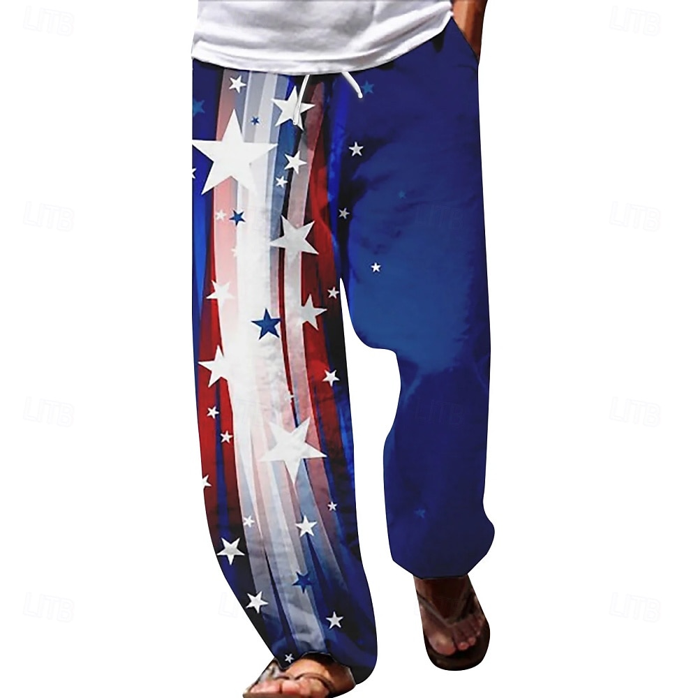 Ανδρικά Αστέρια και ρίγες Σημαία των ΗΠΑ 250ή επέτειος των Ηνωμένων Πολιτειών Παντελόνια Casual παντελόνι Φαρδύ παντελόνι Μεσαία Μέση Μόδα Casual ΕΞΩΤΕΡΙΚΟΥ ΧΩΡΟΥ Αργίες 2026 - $27.99 –P1