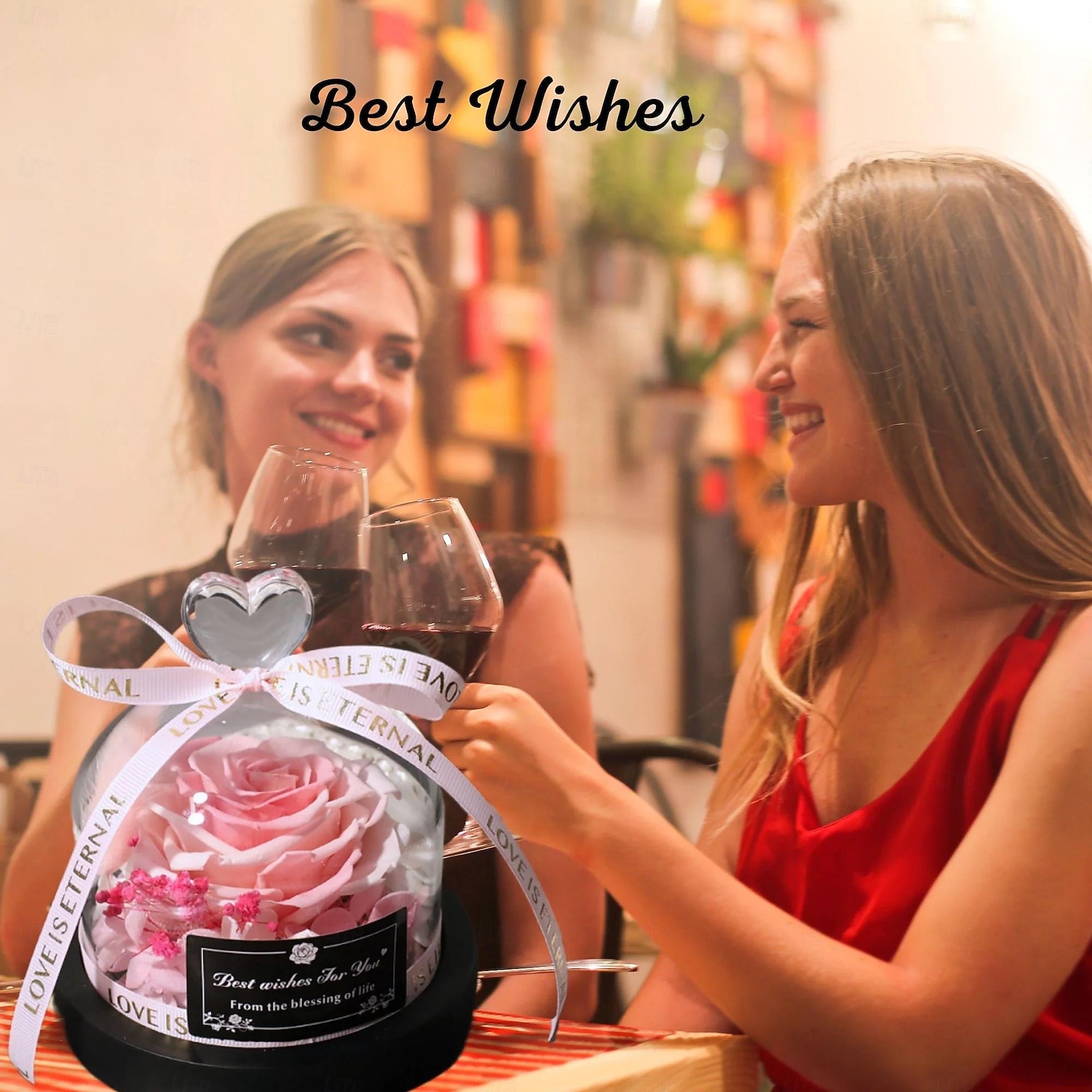 Konzervovaná pravá růže v krásném kreativním designu srdce skleněná kopule růžový dárek pro ni 2026 - $48.99 –P5