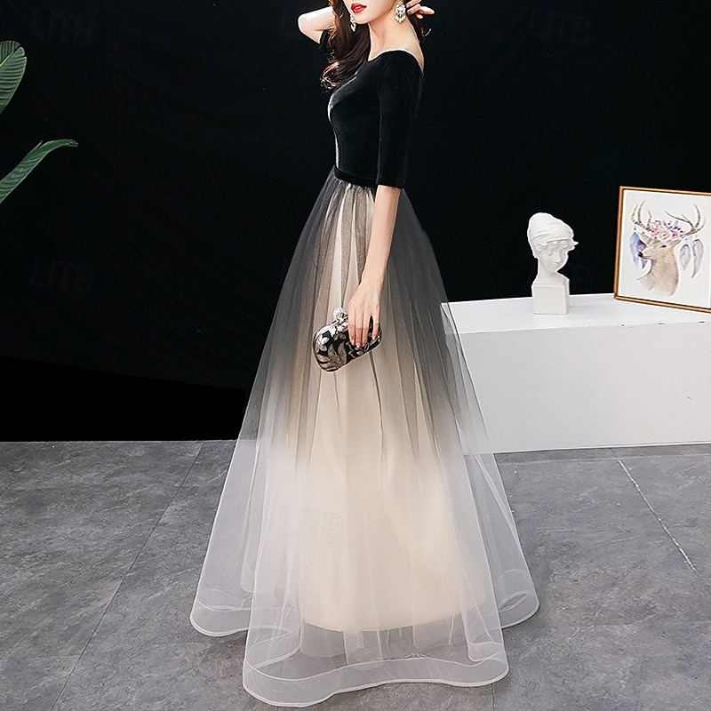 black a line dress with pockets A-Line V-Neck Black Long Prom Dress With Pockets PSK399 Custom Size / Black