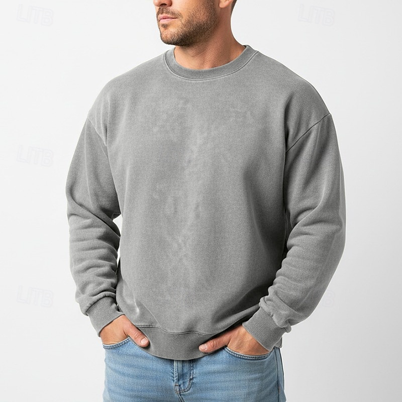 Hombre Sudadera Sudadera Con Capucha Negro Morado Verde Trébol Caqui Café Cuello Barco Cuello Mao Plano De Gran Tamaño Casual Diario Deporte Vintage Ropa de calle Fresco Primavera & Otoño Otoño 2026 - $24.99 –P6