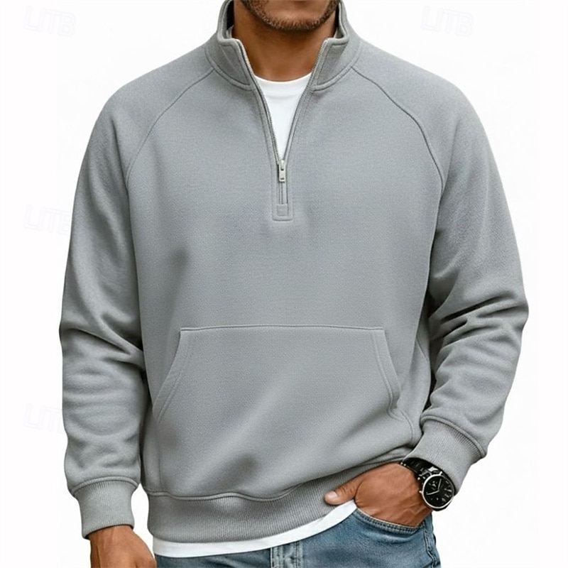 Homens Moletom Moletom de lã Estacionar Moletom com zíper Adamascado Preto Branco Azul Marinha Camelo Meio Zíper Tecido Casual Diário Desportos e Ar livre Roupa de rua Básico Casual Outono Inverno de 2026 por $24.99 –P2