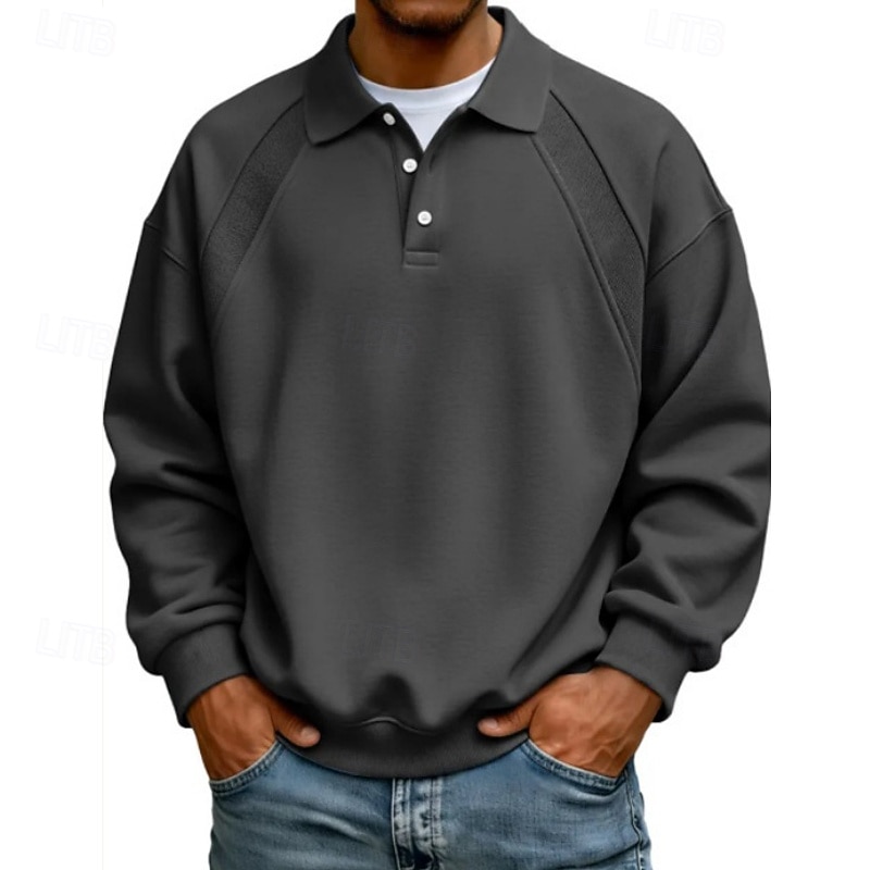Herren Polo Poloshirts Lässig Straße Revers Langarm Basic Modern Einfach Knöpfe Frühling Herbst Normale Passform Blau Schwarz Weiß Hellgrün Rote Marineblau Polo 2026 - $28.99 –P7