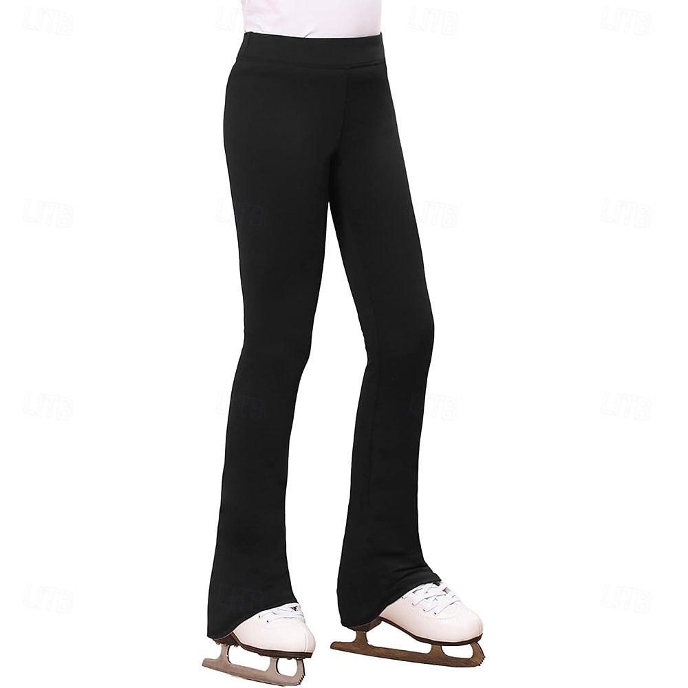 Pantalones de patinaje artístico para mujeres, niñas, hombres y niños, negros, elásticos, para entrenamiento, competición, ropa de patinaje, térmicos, cálidos, con cristales/diamantes de imitación, para patinaje sobre hielo, patinaje artístico. 2026 - $72.99 –P1