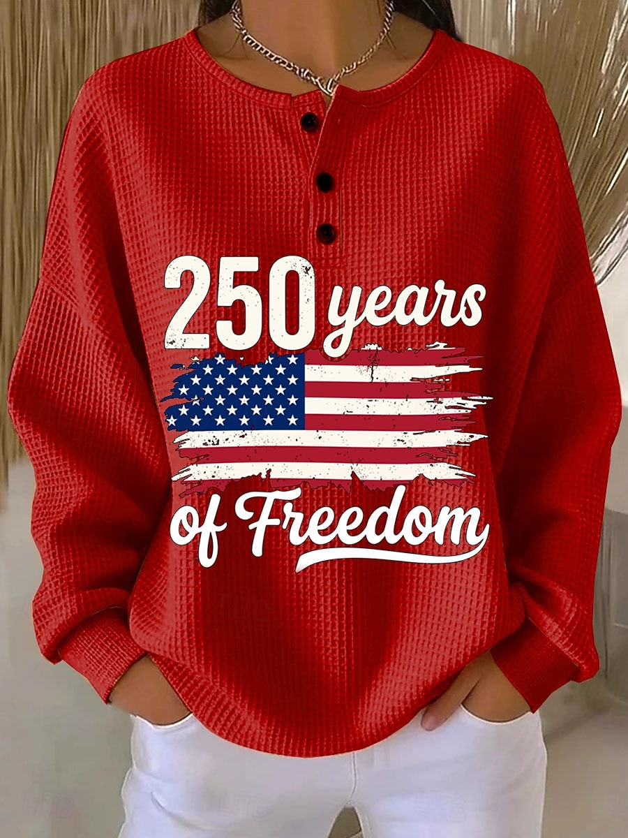 Día de la Independencia Aniversario Americano Patriótico Sudaderas con Capucha de Mujer Gráficas Letras Moda Casual Impresión de Manga Larga Cuello Redondo Calle Casual Botones Azul Negra Roja 2026 - $28.99 –P2