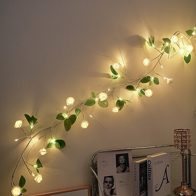 1.8M 48 LED Beads Artificial Rose Vine String Lights, Waterproof with Timer, AAA Battery Box, Indoor/Outdoor Bedroom, Living Room, Garden, Party, Wedding, Holiday Decoration 2026 - $25.99 –P1