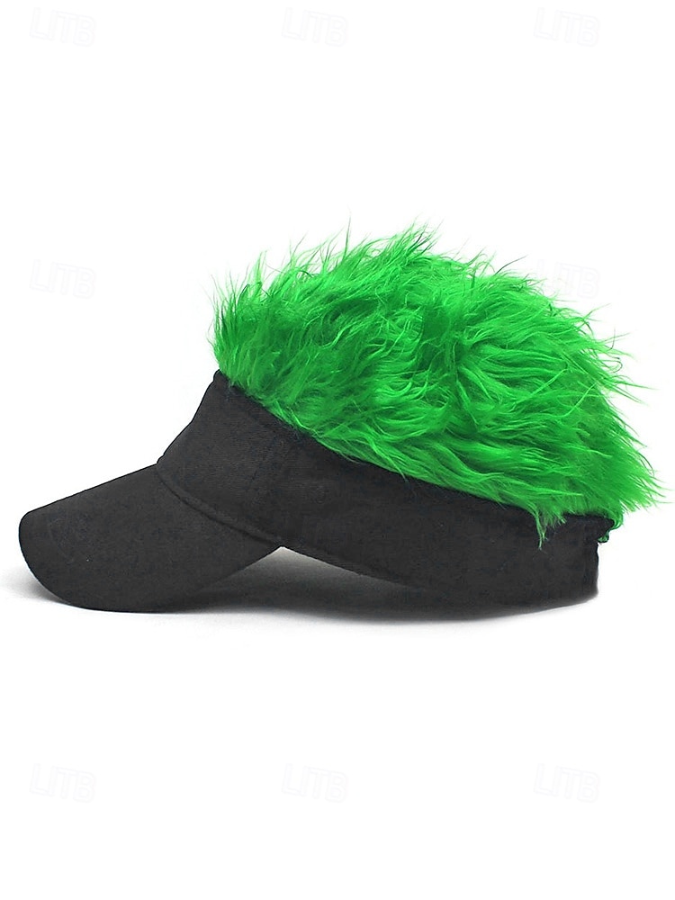 Sombrero de visera de poliéster para hombre con peluca sintética colorida, disponible en varios colores, perfecto para el Día de San Patricio, carnaval y ocasiones festivas. 2026 - $14.99 –P4