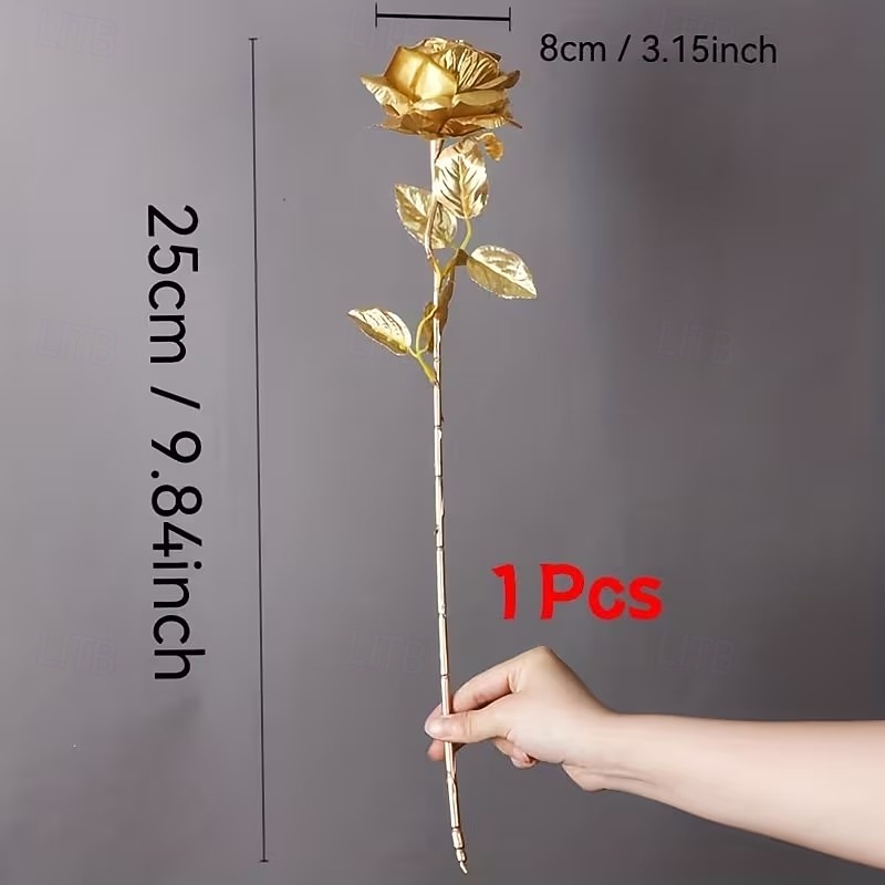 6PCS Valentine's Day Gold Rose Artificial Flowers – Realistic Faux Rose Bouquet for Home Decor, Office, Living Room, Parties, Birthday Gifts, Mother's Day, Thanksgiving 2026 - $18.99 –P5