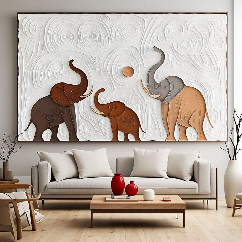 Large Textured Animal Painting Modern Handmade Elephant Plaster Art Large Textured Hand-Painted Plaster Abstract Contemporary 2026 - $108.99 –P4