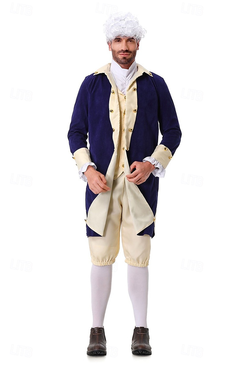 250-årsjubileum USA Rokoko Barock Kläder Lång ärm George Washington Alexander Hamilton Koloniala kostymer Maskeradkläder Herr Karnival Självständighetsdagen 4 juli Vuxen Kappa Byxor Krage 2026 - $60.99 –P7