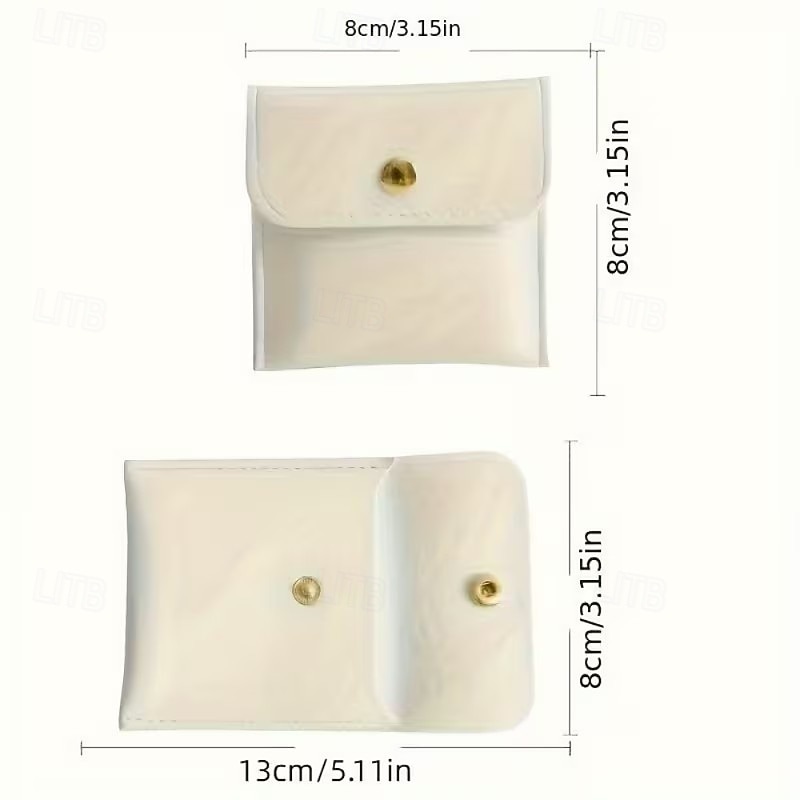 2026年 スナップデザインのPUレザージュエリー収納バッグ10個入り。3.15 x 3.15インチ。リング、ネックレス、様々な色のアクセサリーの収納に最適です。  コレクション – $20.99 –P8