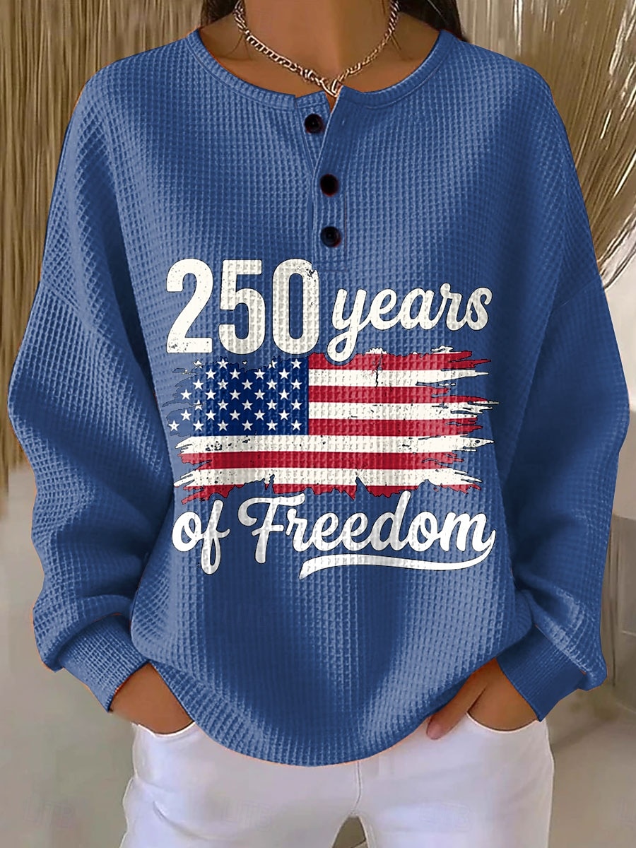 Día de la Independencia Aniversario Americano Patriótico Sudaderas con Capucha de Mujer Gráficas Letras Moda Casual Impresión de Manga Larga Cuello Redondo Calle Casual Botones Azul Negra Roja 2026 - $28.99 –P3