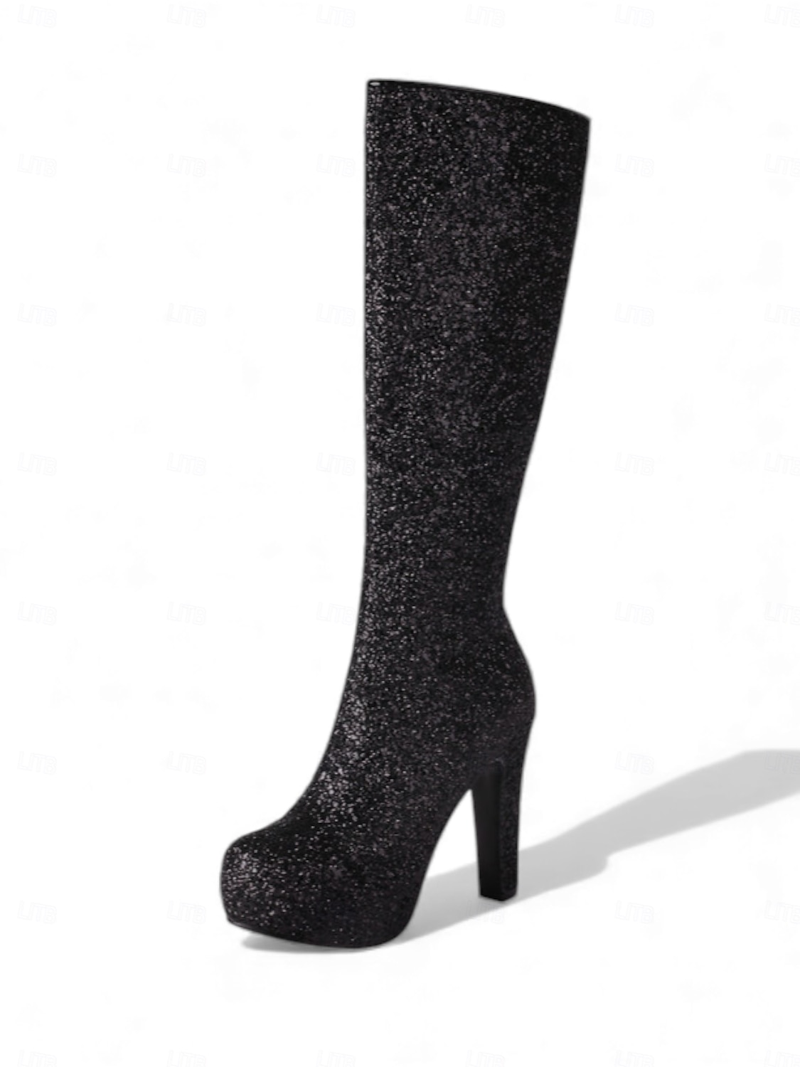 Damen Mardi Gras Silber Glitter Plateau Stiefel - Knöchelhohe Klobige Absatz-Schuhwerk für Venezianische Maskeraden Kostümbälle  Festliche Partykleidung 2026 - $84.99 –P3