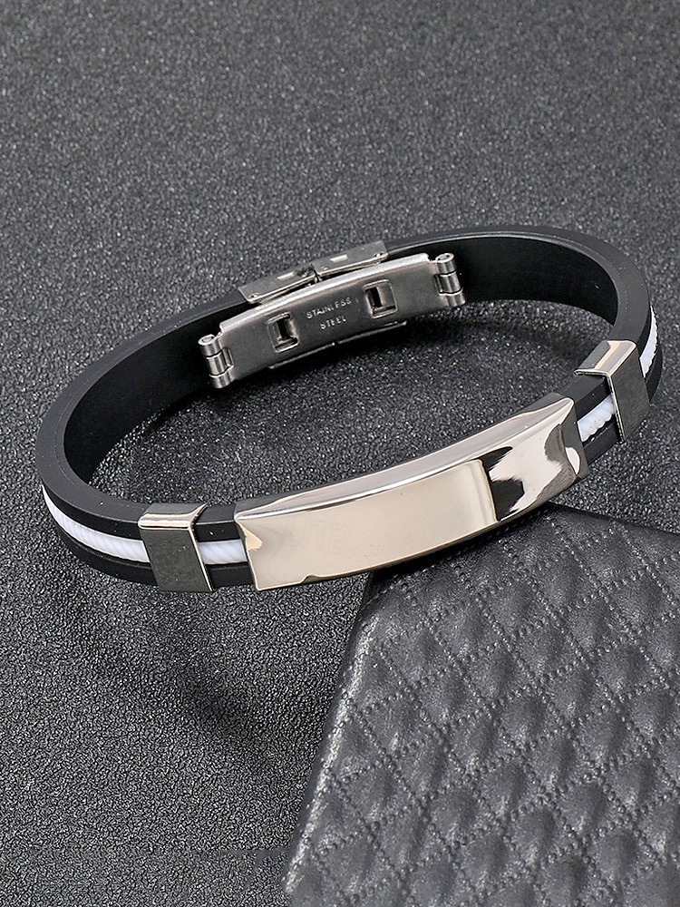 férfi rozsdamentes acél és szilikon karkötő, több színben kapható – stílusos és tartós, hétköznapi és hétköznapi viseletre egyaránt alkalmas 2026 - $5.99 –P6