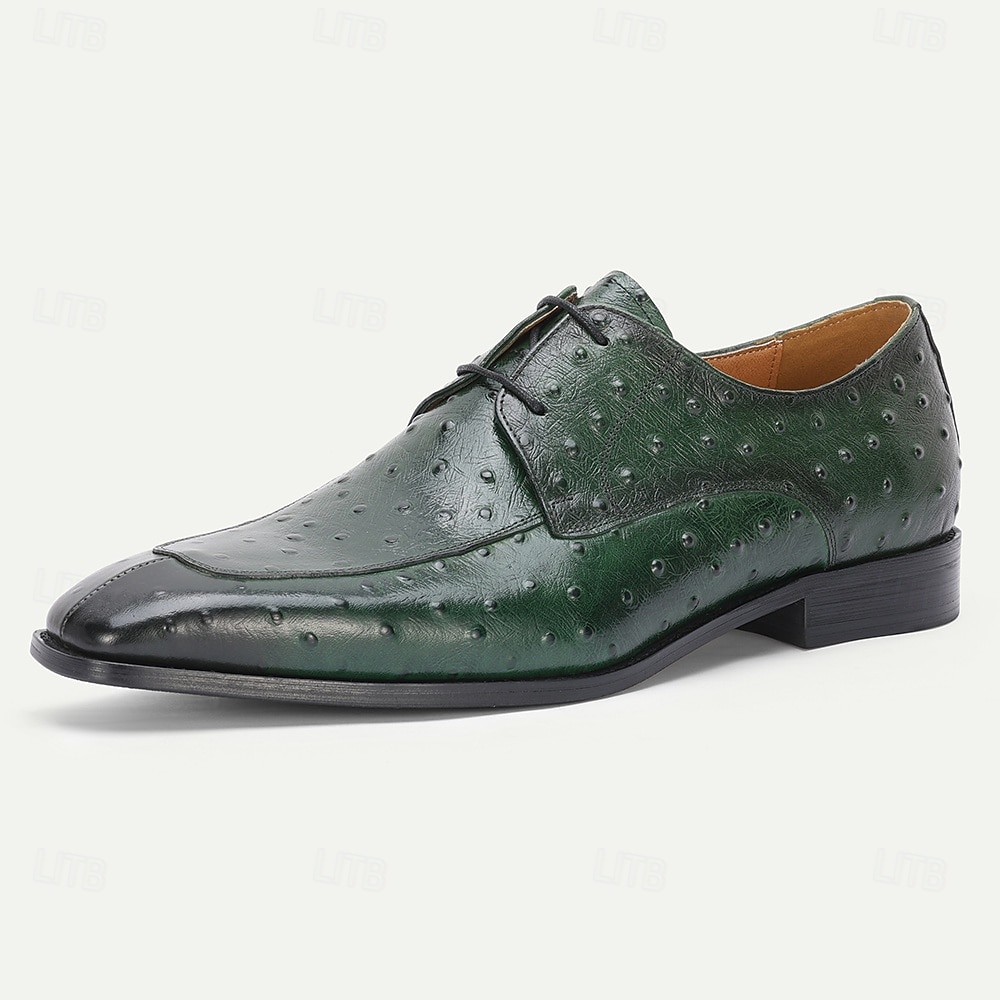 Men's Green Crocodile Print Leather Dress Shoes, Stylish & Elegant, Perfect  for Special Occasions and Formal Events 2026 - CAD $124.99