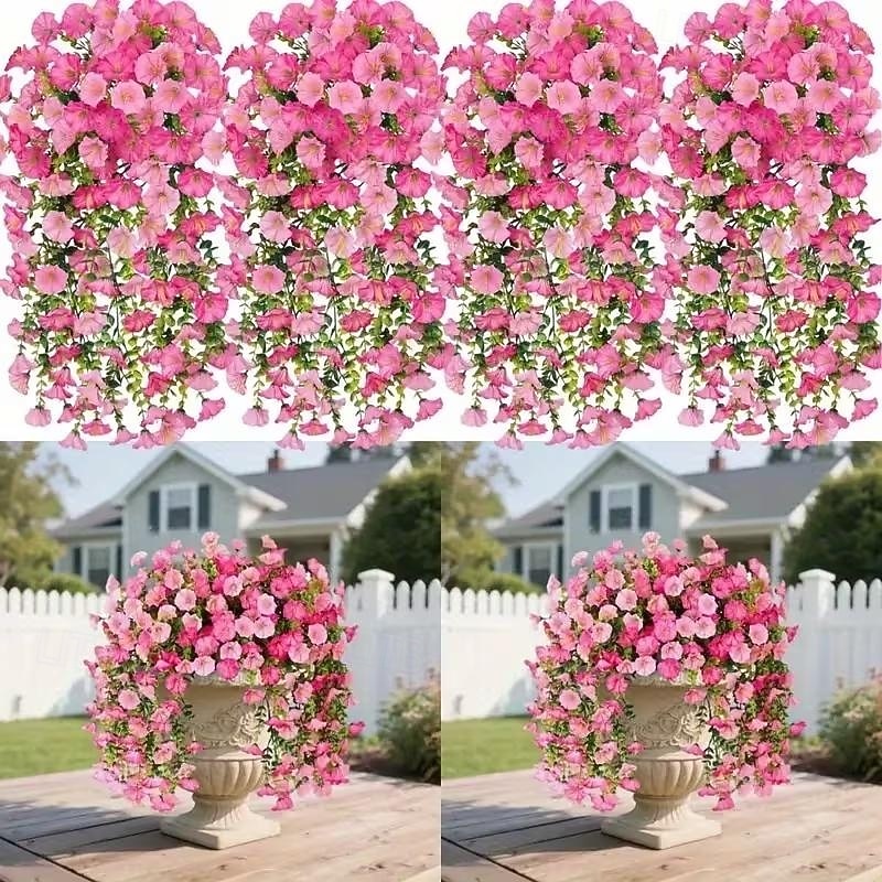 8 stuks kunstmatige hangende roze windbloemen, hangende klimplanten met bloemen, gemaakt van duurzaam plastic, geschikt voor veranda, bruiloft, kerst, Thanksgiving, paasdecoraties - het hele jaar door 2026 - $25.99 –P8