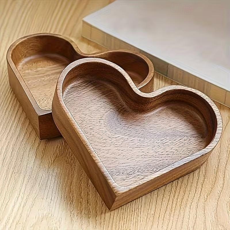 Valentine's Day Vintage Heart-Shaped Wooden Tray Decorative Dark Wood Grain Organizer for Snacks, Jewelry, Keys and Small Items Home Decor Display Tray 2026 - $14.99 –P4