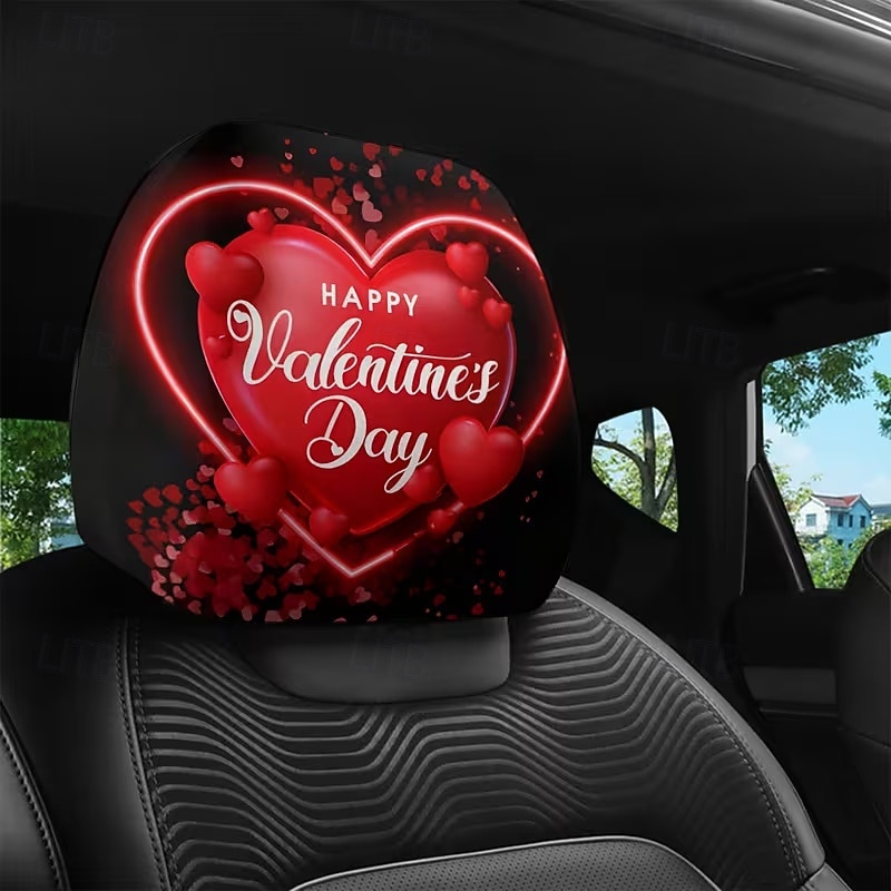 2pcs Cute Flower Love Heart Print Headrest Covers, Valentine's Day Heart-Eyed Girl Car Headrest Protector, Interior Decor, No Filling, Easy to Install and Wash, Suitable for Long-Distance Travel Naps 2026 - $14.99 –P15