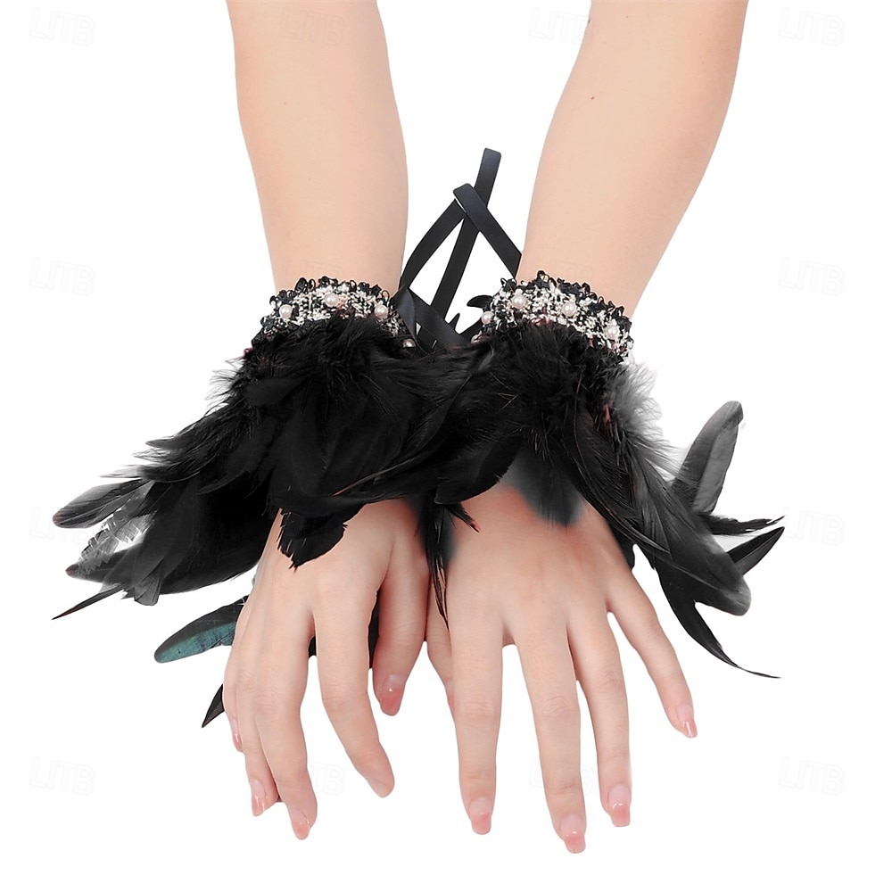 Carnaval 2026 Accesorios de Samba del Carnaval de Río Puños de Plumas para Mujeres Puños de Lentejuelas Brillantes con Plumas de Varios Colores para Danza en Brasil 2026 - $10.49 –P5