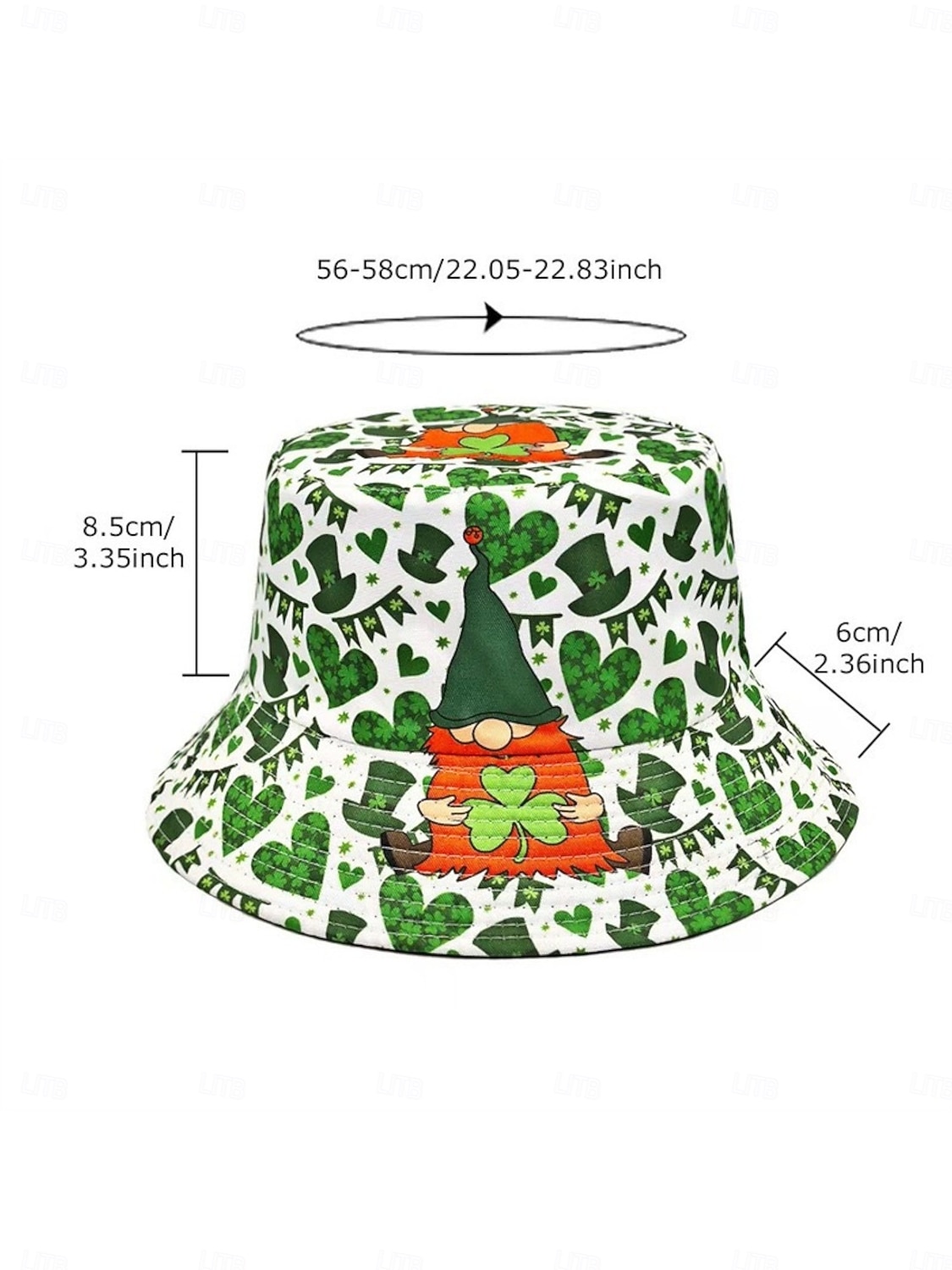 Sombrero de pescador con estampado de trébol verde para mujer: divertido y elegante para el Día de San Patricio, festivales y ropa informal. 2026 - $11.99 –P10
