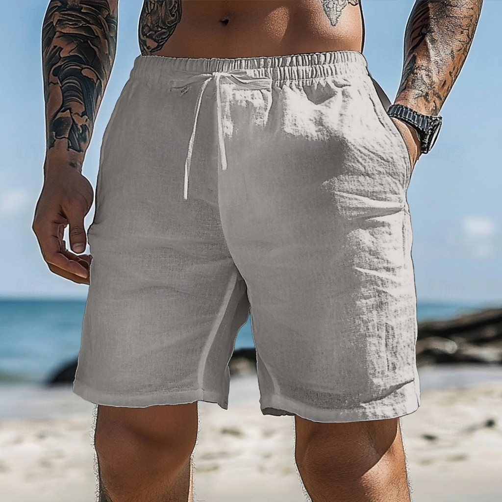 Men's Shorts Summer Shorts Beach Shorts Baggy Shorts Drawstring Elastic Waist Straight Leg Plain Comfort Breathable Short Casual Daily Outdoor Vacation Classic Style Black White Inelastic 2026 - $18.99 –P15