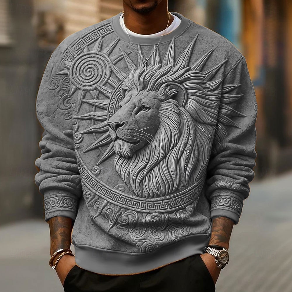 Ανδρικά 3D Εκτύπωση Λιοντάρι 3D εκτύπωση Πουλόβερ Καθημερινό 3D Μακρυμάνικο Στρογγυλή Ψηλή Λαιμόκοψη Διακοπές Πάρτι Δώρο Κίτρινο Βυσσινί Πορτοκαλί Καφέ Γκρίζο Λαιμόκοψη 3D Όλες οι εποχές Σχεδιαστής 2026 - $32.99 –P4