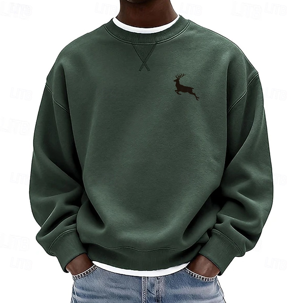 Homens Veado Moletom Manga Longa Moletons Gola Redonda Roupa de Esporte Clássico Casual Diário Todas as Estações Azul Preto Azul Royal Roupa Designer Impressão 3D S M L XL 2XL 3XL de 2026 por $32.99 –P3