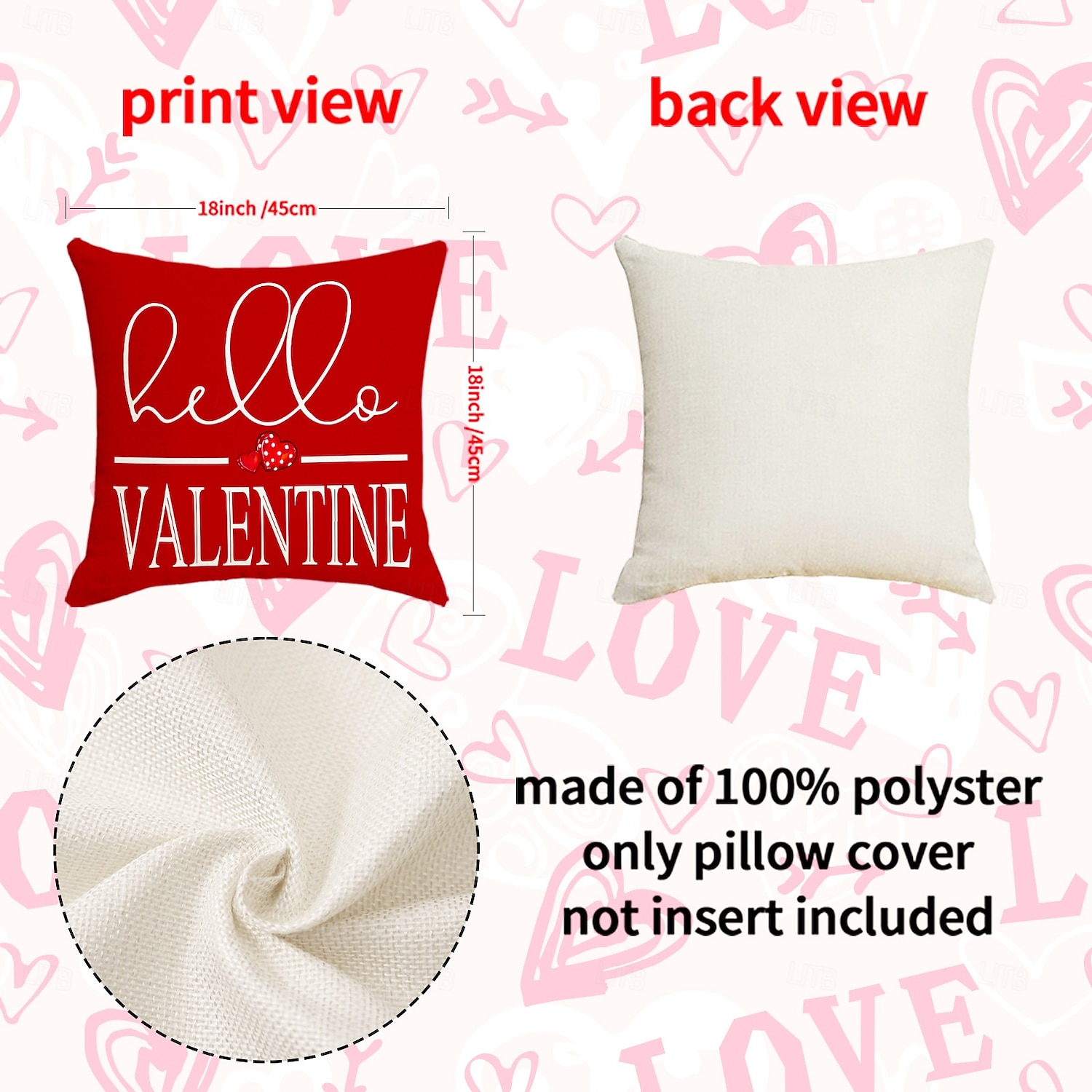 Valentine's Day Set Pillow Linen Plaid Print Heart Design Waist Cushion Decorative Throw Pillow Sofa Cover for Living Room Home Decor Bedside Cushion 2026 - $8.99 –P5