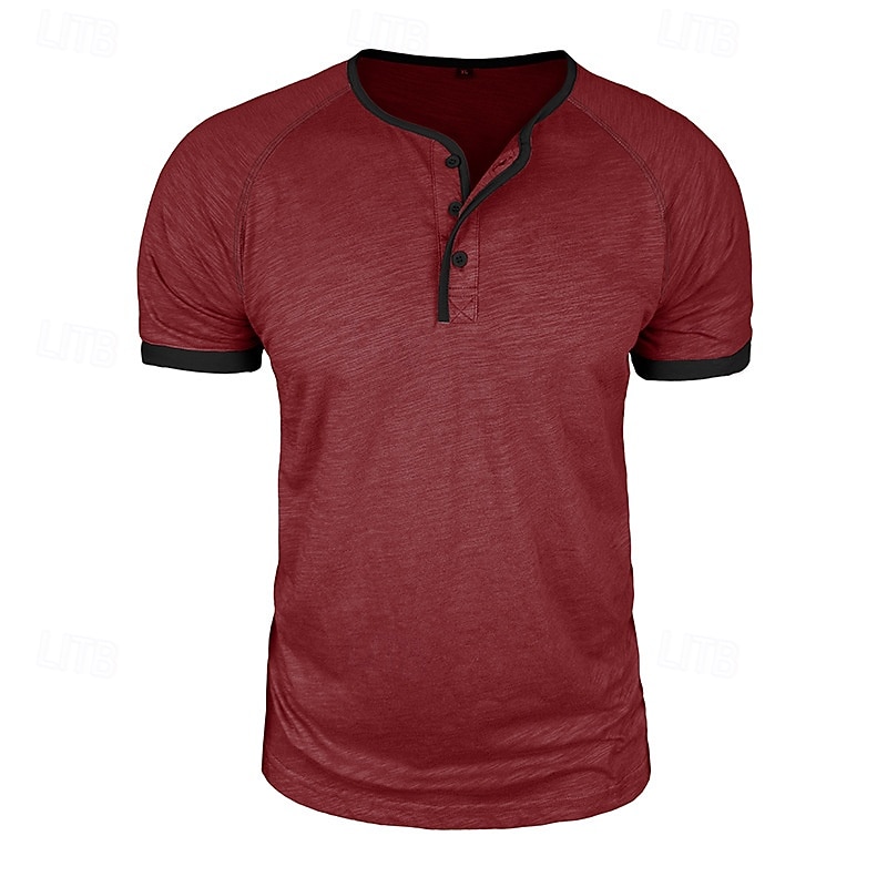 Ανδρικά Πουκάμισο Henley Κοντομάνικα Μπλούζα από 100% βαμβάκι Κοντομάνικο Συμπαγές Χρώμα Σκέτο Μονόχρωμη Μοντέρνα Υψηλής Ποιότητας Καθημερινό Μπλοκ χρωμάτων Κουμπιά Χένλι Causal 2026 - $21.99 –P11