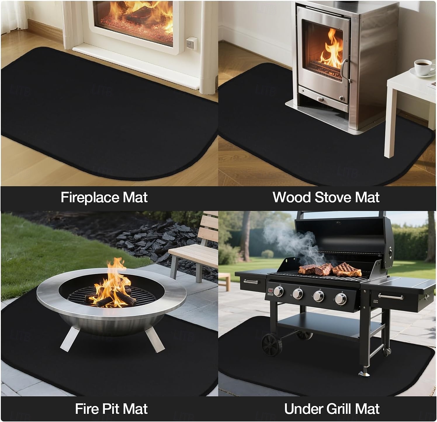 Alfombra para chimenea de 2' x 3'6'' x 0.06'', resistente al fuego, con base de fibra de vidrio y antideslizante, para chimeneas, resistente al fuego, almohadillas para estufas de leña, para 2026 - $28.99 –P7