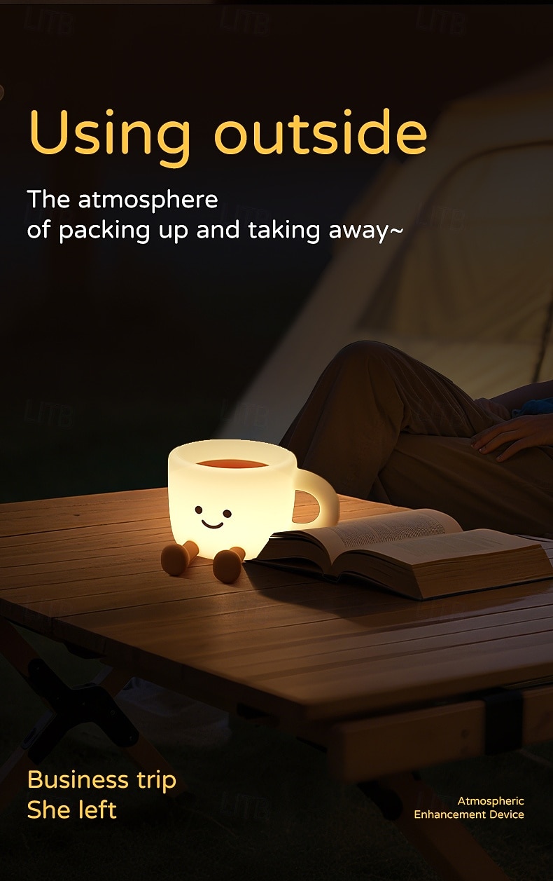 Nachtlampje voor kinderen, nachtlampje in de vorm van een koffiekopje met 7 kleuren en USB-aansluiting, siliconen nachtlampje met 3 dimstanden, nachtlampje voor naast het bed met timer, oplaadbaar nachtlampje voor decoratie, cadeau voor jongens en meisjes 2026 - $23.99 –P6