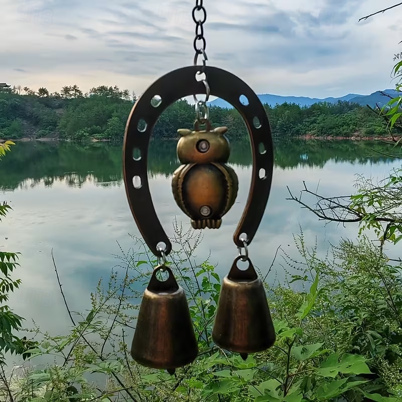 A Lucky Horseshoe Owl Wind Chime, Outdoor Iron Art Love Wind Chime, Vintage Horseshoe Design, Valentine's Day Iron Nail Wind Chime Home Decoration for Good Luck in Love, Perfect Garden Ornament 2026 - $10.99 –P17