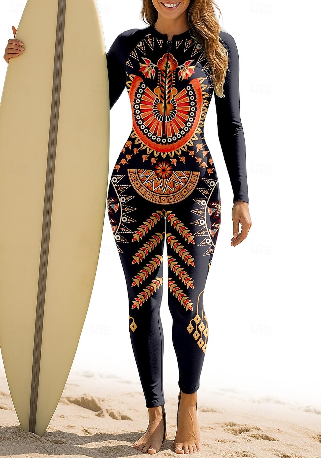 Damen Standard Anti UV Shirt Ganzkörper-Bademode Diveskin-Anzug Folk Frontreißverschluss UPF50+ Schnelltrocknend Hohe Elastizität Langarm Bademode Surfen Kanufahren Tauchen Sommer 2026 - $49.99 –P3