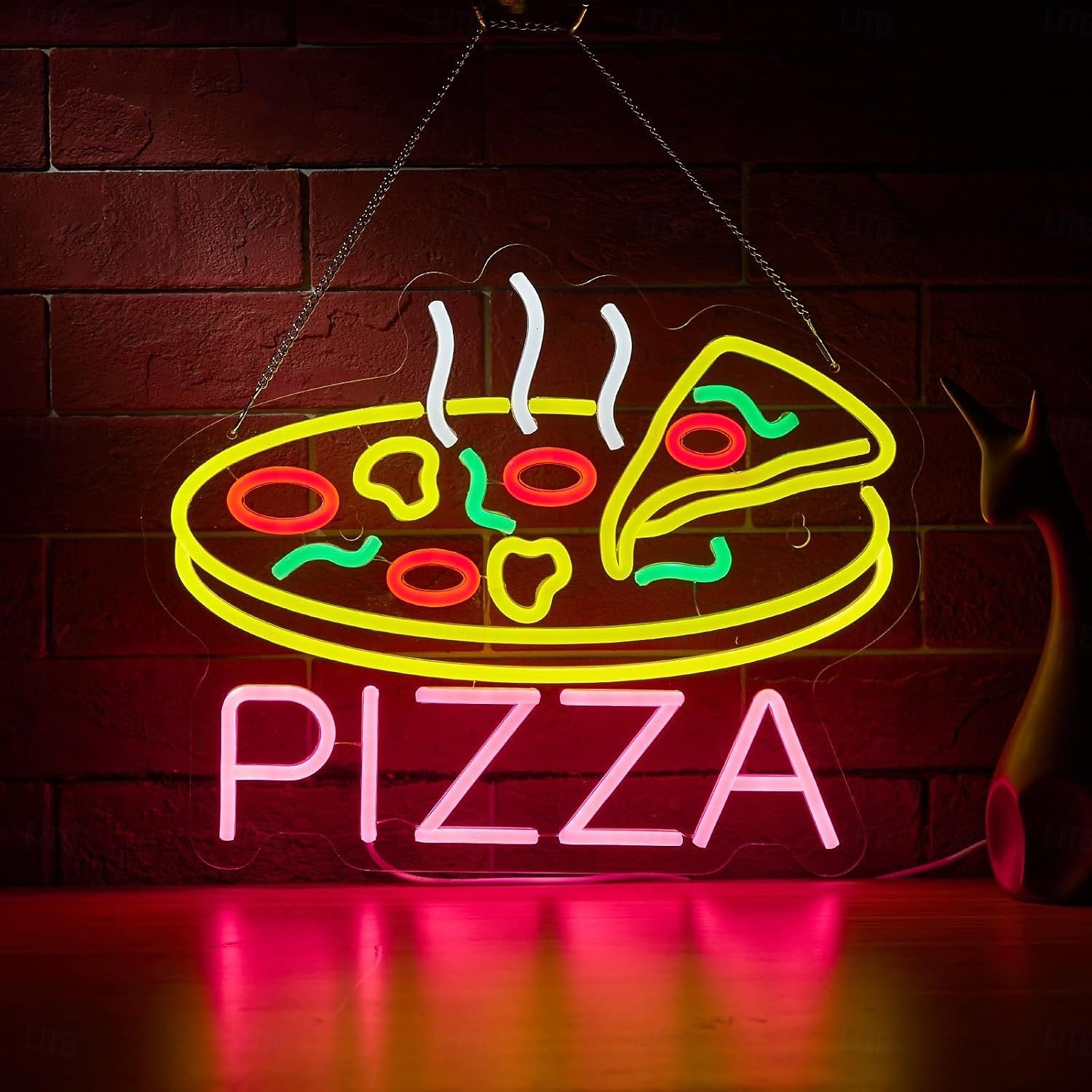 Lámpara de neón para pizza, hamburguesa, taco, catering, comida rápida, colgante de pared, luz decorativa de ambiente con alimentación USB, luz de pared regulable. 2026 - $26.99 –P6