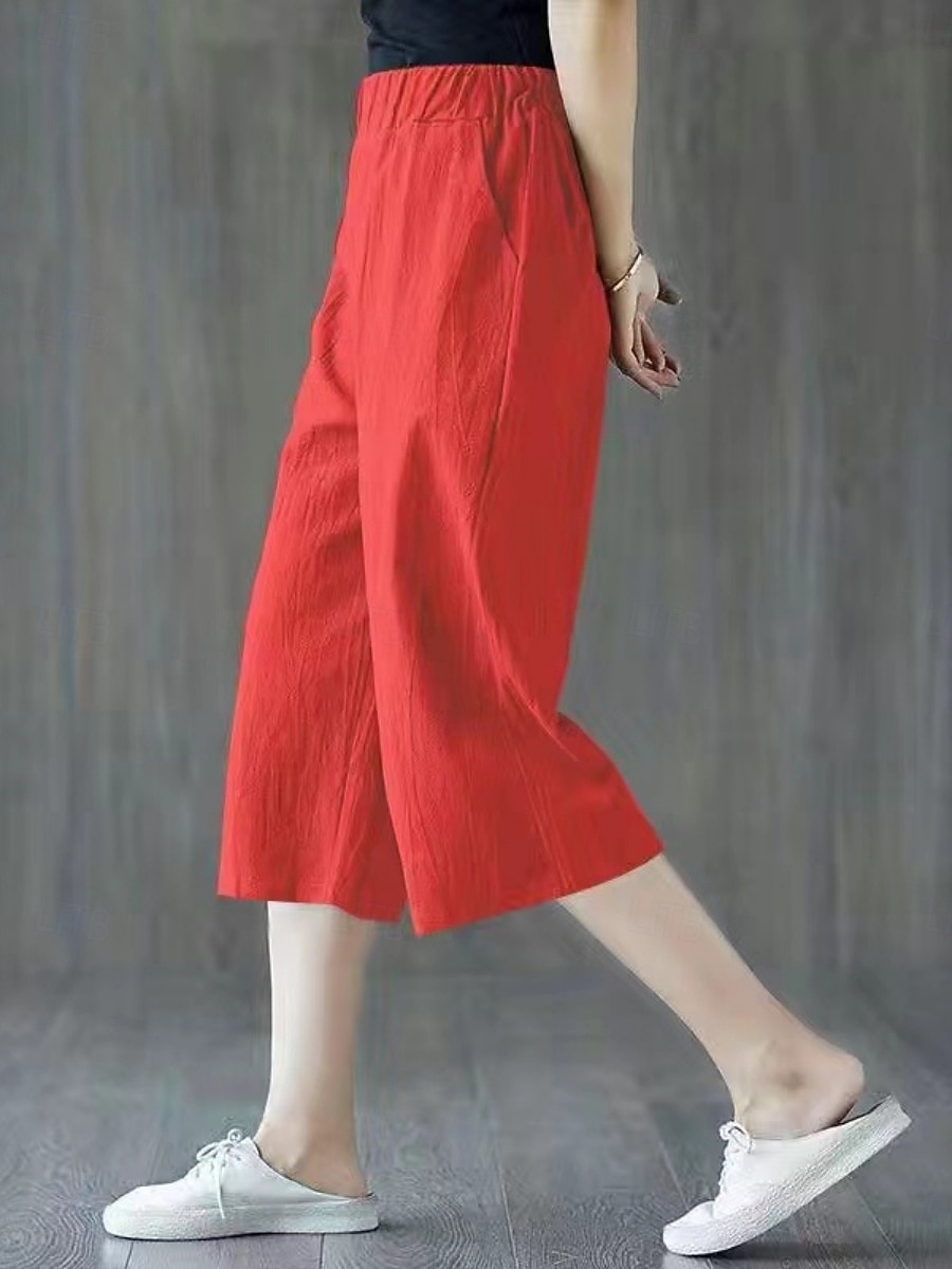 Női Capri nadrágok Műpamut ágynemű Nadrág Nyári nadrág Szabadság Alap Alkalmi Borjú-hossz Magas derék Sima Zseb Elasztikus derékpánt Mokaszinok Mekano Légáteresztő Nyúlós Tengerpart Szabadság Fekete 2026 - $21.99 –P2